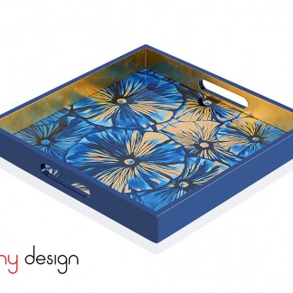 Square lacquer tray with water lily leaf pattern 35*35*4 cm